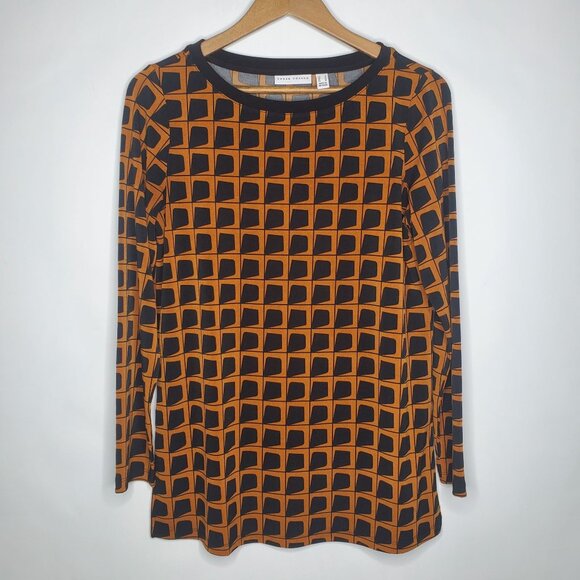 Susan Graver Womens Geometric Liquid Knit Bateau Neck Tunic Top Size S Career - Picture 1 of 8